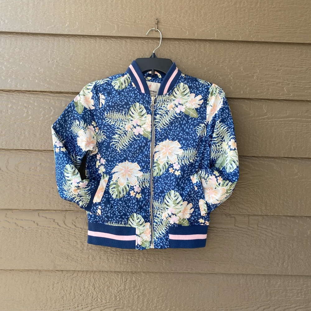 Urban Republic Sateen Girls Size M(10/12) Floral Botanical Printed Bomber Jacket